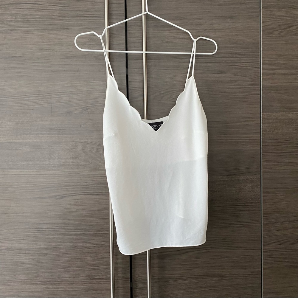 Topshop White Scallop Tank